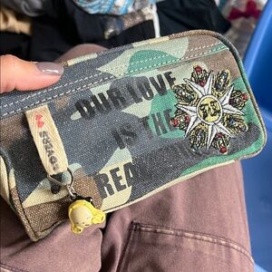 Vintage y2k Harajuku Lovers Camouflage Cosmetic Bag
